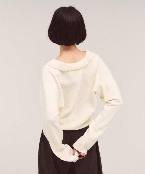 FMiBL（ファミル）の「オープンカラーニット（ニット/セーター・レディース・ネイビー/グレー/オフホワイト・FREE）」の9枚目の写真