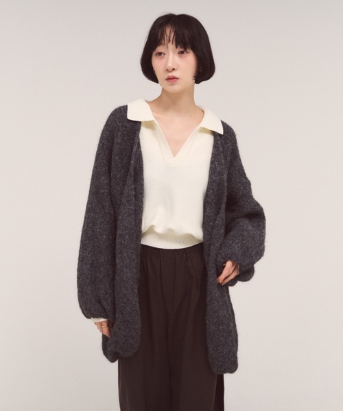 FMiBL（ファミル）の「オープンカラーニット（ニット/セーター・レディース・ネイビー/グレー/オフホワイト・FREE）」の12枚目の写真