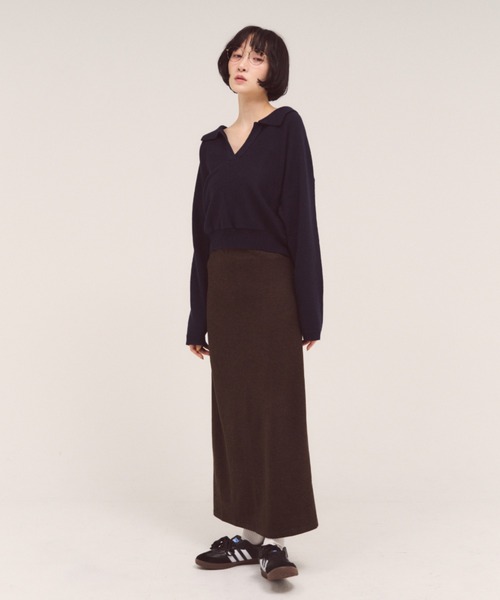 FMiBL（ファミル）の「オープンカラーニット（ニット/セーター・レディース・ネイビー/グレー/オフホワイト・FREE）」の4枚目の写真