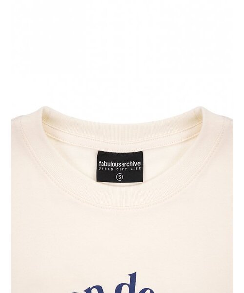 FABULOUS ARCHIVE(ファビュラスアーカイブ)の「ウィメンズ リリス リラックス クロップTシャツ クリームネイビー(FCC2TS385W)(Tシャツ/カットソー・レディース・ネイビー・SMALL/MEDIUM)」の5枚目の写真