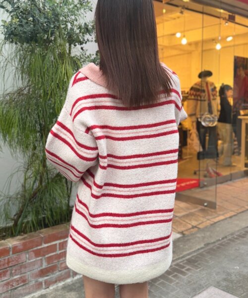 w closet（ダブルクローゼット）の「ボーダーラガーニット（ニット/セーター・レディース・ブラウン/イエロー/アイボリー・FREE）」の7枚目の写真