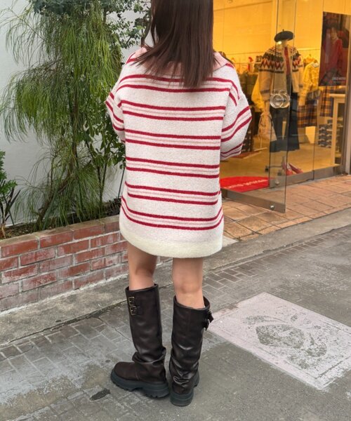 w closet（ダブルクローゼット）の「ボーダーラガーニット（ニット/セーター・レディース・ブラウン/イエロー/アイボリー・FREE）」の11枚目の写真