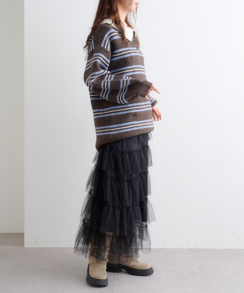 w closet（ダブルクローゼット）の「ボーダーラガーニット（ニット/セーター・レディース・ブラウン/イエロー/アイボリー・FREE）」の22枚目の写真