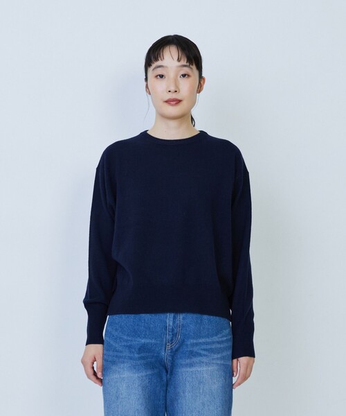 LOISIR(ロワズィール)の「ウール天竺ストール付きプルオーバー(ニット/セーター・レディース・ベージュ/ネイビー/オフホワイト・FREE)」の6枚目の写真