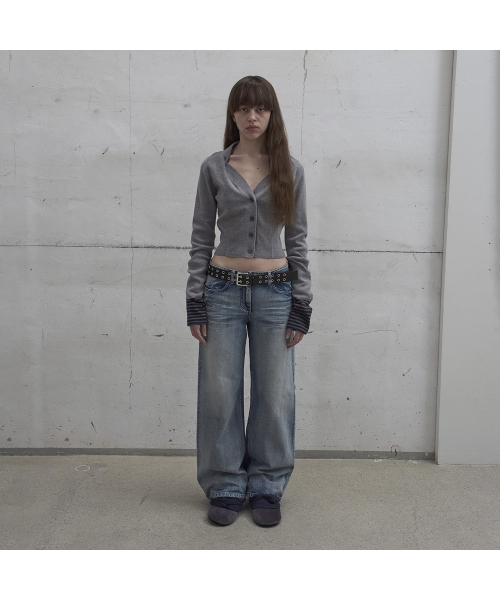 LCDC TM(エルシーディーシーティーエム)の「DRAPED NECK KNIT CARDIGAN (MELANGE GREY)(カーディガン/ボレロ・レディース・ライトグレー・SMALL/MEDIUM)」の2枚目の写真