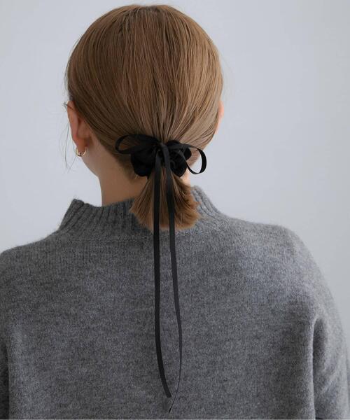 URBAN RESEARCH Sonny Label（アーバンリサーチサニーレーベル）の「細リボンシュシュ（ヘアゴム・レディース・ブラック/ホワイト・ONE）」の2枚目の写真