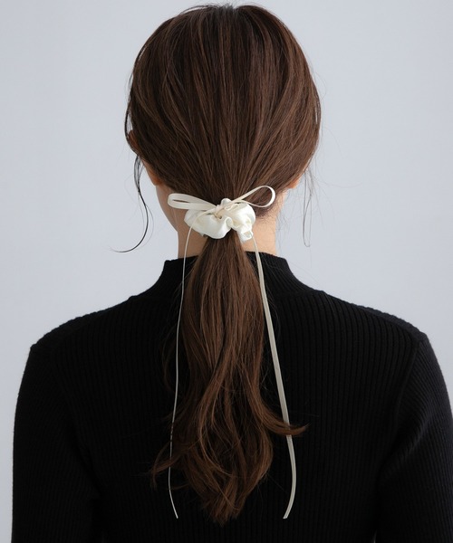 URBAN RESEARCH Sonny Label（アーバンリサーチサニーレーベル）の「細リボンシュシュ（ヘアゴム・レディース・ブラック/ホワイト・ONE）」の9枚目の写真