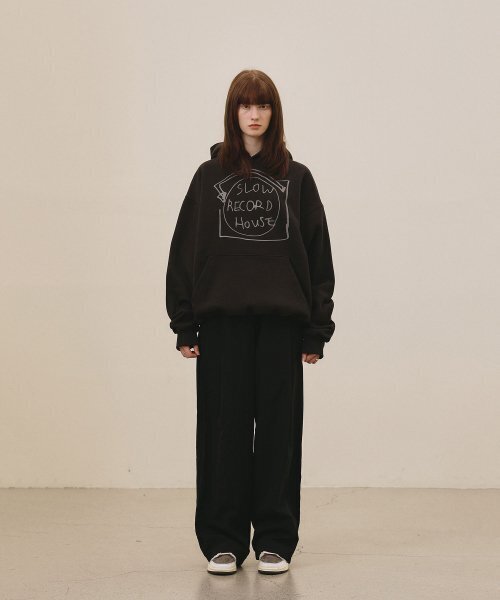 SLOW RECORD HOUSE(スローレコードハウス)の「レコードフードパーカー_チャコール(パーカー・レディース・その他・LARGE/MEDIUM)」の13枚目の写真