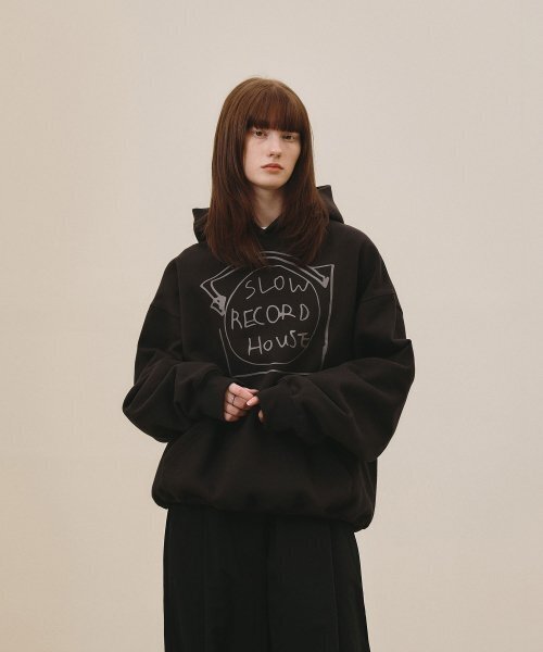 SLOW RECORD HOUSE(スローレコードハウス)の「レコードフードパーカー_チャコール(パーカー・レディース・その他・LARGE/MEDIUM)」の11枚目の写真