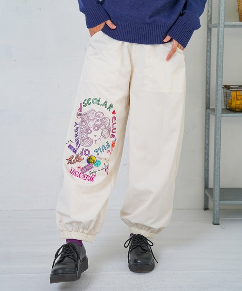 セール】153718：ポップ柄裏フリースあったかナイロンパンツ（その他