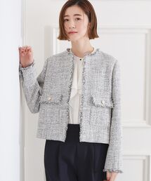 grove（グローブ）の「【ハレの日・通勤】着回しできる上品ツイードジャケット（ノーカラージャケット）」
