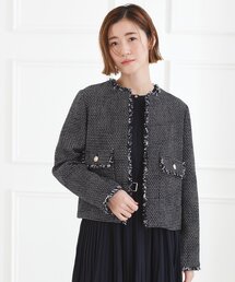 grove（グローブ）の「【ハレの日・通勤】着回しできる上品ツイードジャケット（ノーカラージャケット）」