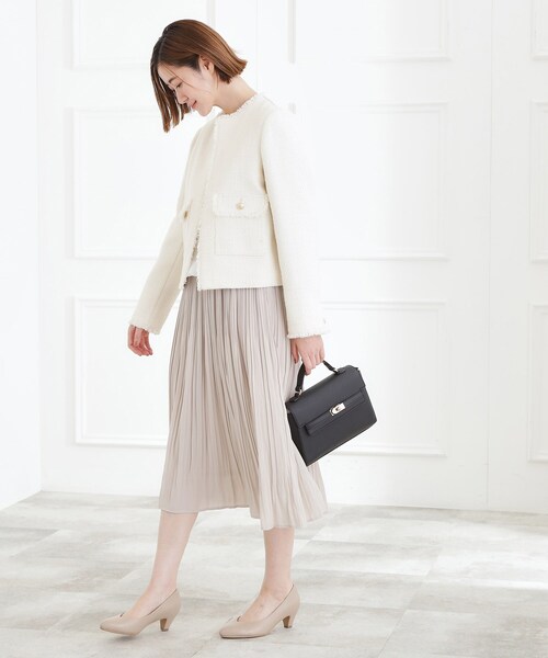 grove（グローブ）の「【ハレの日・通勤】着回しできる上品ツイードジャケット（ノーカラージャケット・レディース・ブラック系3/オフホワイト/ネイビー系3・02/01/04/05/03）」の8枚目の写真