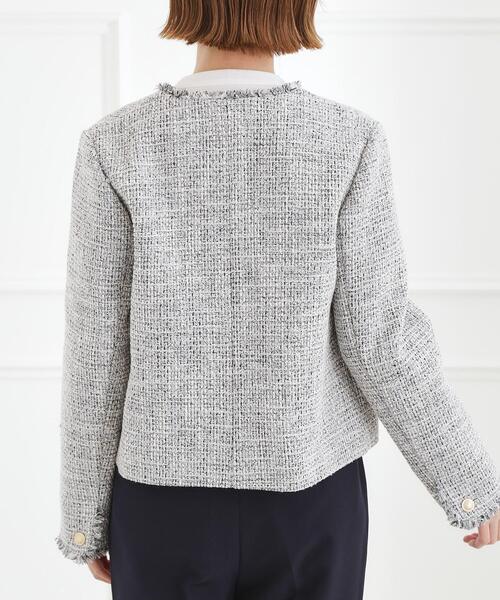 grove（グローブ）の「【ハレの日・通勤】着回しできる上品ツイードジャケット（ノーカラージャケット・レディース・ブラック系3/オフホワイト/ネイビー系3・02/01/04/05/03）」の20枚目の写真