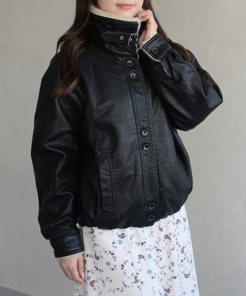 31 Sons de mode(トランテアン ソン ドゥ モード)の「フェイクレザーファーブルゾン(ブルゾン・レディース・ブラウン/キャメル/ブラック・フリ-)」の2枚目の写真