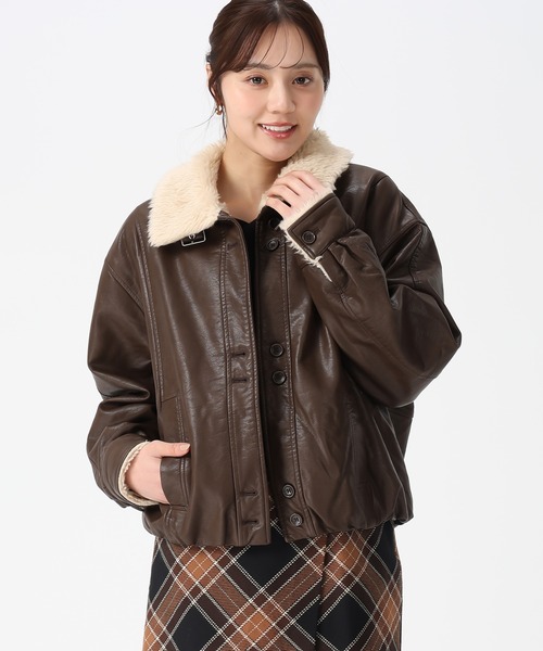 31 Sons de mode(トランテアン ソン ドゥ モード)の「フェイクレザーファーブルゾン(ブルゾン・レディース・ブラウン/キャメル/ブラック・フリ-)」の4枚目の写真