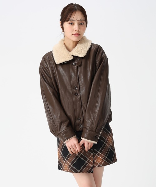 31 Sons de mode(トランテアン ソン ドゥ モード)の「フェイクレザーファーブルゾン(ブルゾン・レディース・ブラウン/キャメル/ブラック・フリ-)」の10枚目の写真