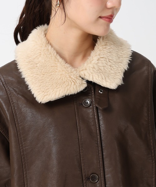 31 Sons de mode(トランテアン ソン ドゥ モード)の「フェイクレザーファーブルゾン(ブルゾン・レディース・ブラウン/キャメル/ブラック・フリ-)」の13枚目の写真