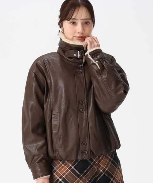31 Sons de mode(トランテアン ソン ドゥ モード)の「フェイクレザーファーブルゾン(ブルゾン・レディース・ブラウン/キャメル/ブラック・フリ-)」の19枚目の写真
