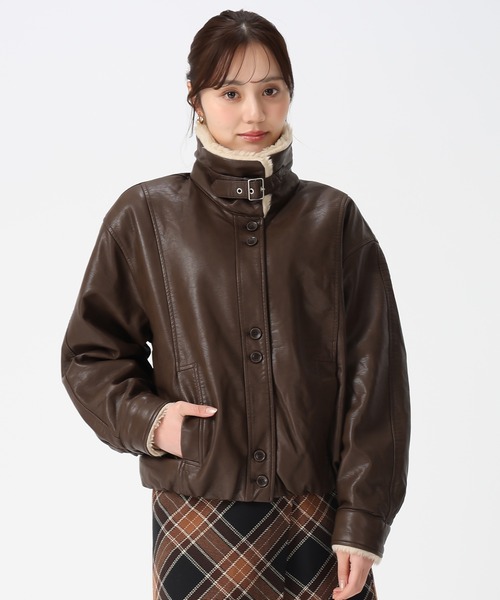 31 Sons de mode(トランテアン ソン ドゥ モード)の「フェイクレザーファーブルゾン(ブルゾン・レディース・ブラウン/キャメル/ブラック・フリ-)」の20枚目の写真