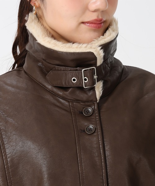 31 Sons de mode(トランテアン ソン ドゥ モード)の「フェイクレザーファーブルゾン(ブルゾン・レディース・ブラウン/キャメル/ブラック・フリ-)」の17枚目の写真