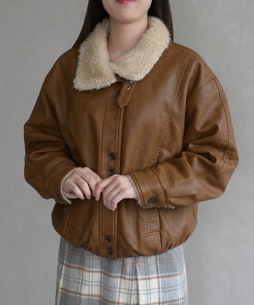 31 Sons de mode(トランテアン ソン ドゥ モード)の「フェイクレザーファーブルゾン(ブルゾン・レディース・ブラウン/キャメル/ブラック・フリ-)」の9枚目の写真
