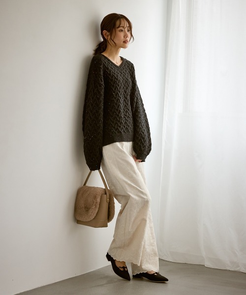 ROPE' PICNIC（ロペピクニック）の「ウィンターイージー刺繍パンツ（その他パンツ・レディース・ブラック/キナリ・S/M）」の22枚目の写真