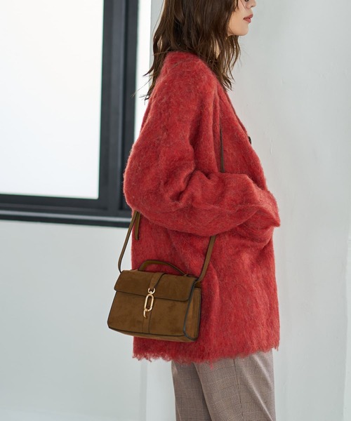 STYLE DELI（スタイルデリ）の「【LUXE】毛起こしブークレポケットカーディガン（ニット/セーター・レディース・パープル/レッド/グレー・FREE）」の9枚目の写真