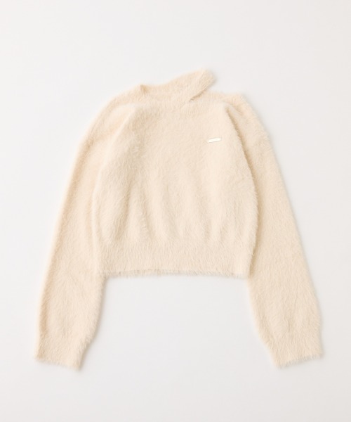 one after another NICE CLAUP(ワンアフターアナザーナイスクラップ)の「肩開きフェザーニット(ニット/セーター・レディース・イエロー/オフホワイト/ブラック/ピンク・FREE)」の22枚目の写真