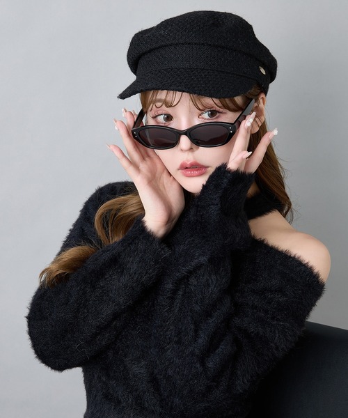 one after another NICE CLAUP(ワンアフターアナザーナイスクラップ)の「肩開きフェザーニット(ニット/セーター・レディース・イエロー/オフホワイト/ブラック/ピンク・FREE)」の19枚目の写真