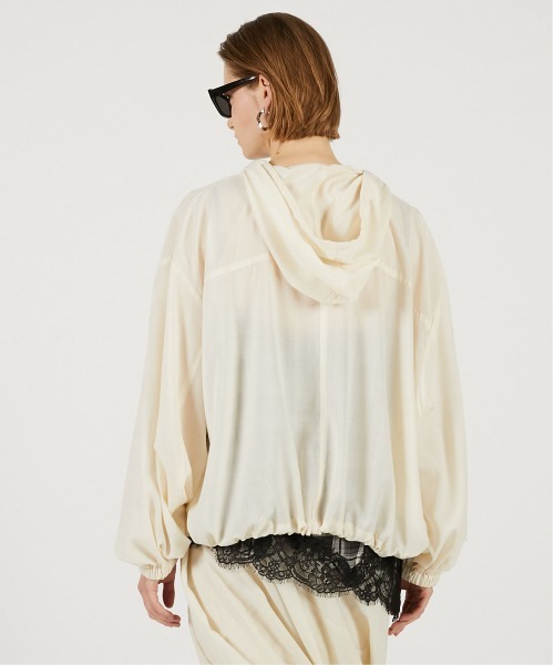 PRANK PROJECT（プランクプロジェクト）の「【2026Spring Pre-Order】ライトトロジップフーディ / Light Tropical Zip Hoodie（パーカー・レディース・アイボリー/チャコールグレー・FREE）」の7枚目の写真