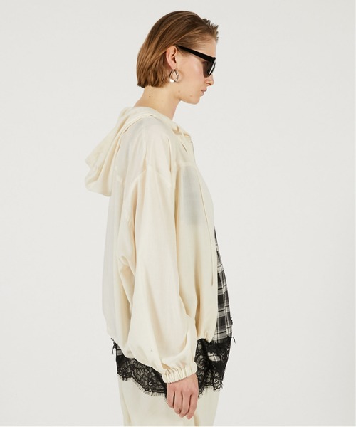 PRANK PROJECT（プランクプロジェクト）の「【2026Spring Pre-Order】ライトトロジップフーディ / Light Tropical Zip Hoodie（パーカー・レディース・アイボリー/チャコールグレー・FREE）」の8枚目の写真