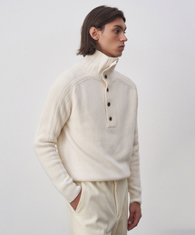 Labo Soft Wool High Neck Button Knit Ivory