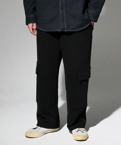CODE I'M(�R�[�h�A�C�G��)��Heavyweight wide fit cargo pants black(�X�E�F�b�g�p���c)