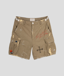 Slogan Washed Cargo Shorts
