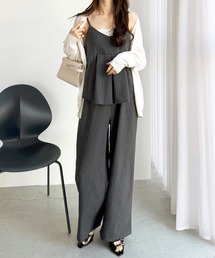 GeeRA（ジーラ）の「【S-XLサイズ展開】セットアップ風プリーツフリルビスチェキャミサロペット（サロペット/オーバーオール）」