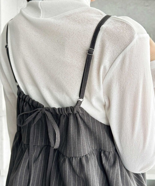 GeeRA（ジーラ）の「【S-XLサイズ展開】セットアップ風プリーツフリルビスチェキャミサロペット（サロペット/オーバーオール・レディース・チャコール/ブラック・X-LARGE/LARGE/MEDIUM/SMALL）」の17枚目の写真