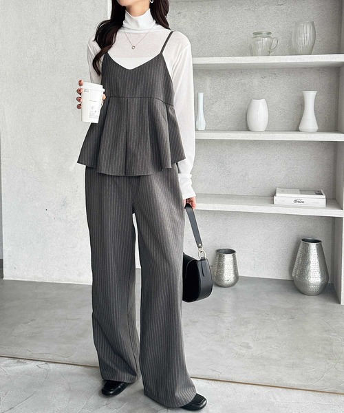 GeeRA（ジーラ）の「【S-XLサイズ展開】セットアップ風プリーツフリルビスチェキャミサロペット（サロペット/オーバーオール・レディース・チャコール/ブラック・X-LARGE/LARGE/MEDIUM/SMALL）」の22枚目の写真