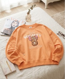【TOM&JERRY/トムとジェリー】裏毛サガラ刺繍クルーネックトレーナー(WIDE)
