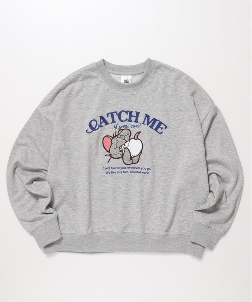 Tom&Jerry(トムアンドジェリー)の「【TOM&JERRY/トムとジェリー】裏毛サガラ刺繍クルーネックトレーナー(WIDE)(スウェット・レディース・クリーム/オレンジ/グリーン/杢グレー・LARGE/MEDIUM)」の5枚目の写真