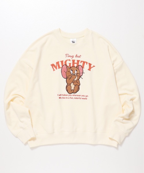 Tom&Jerry(トムアンドジェリー)の「【TOM&JERRY/トムとジェリー】裏毛サガラ刺繍クルーネックトレーナー(WIDE)(スウェット・レディース・クリーム/オレンジ/グリーン/杢グレー・LARGE/MEDIUM)」の7枚目の写真