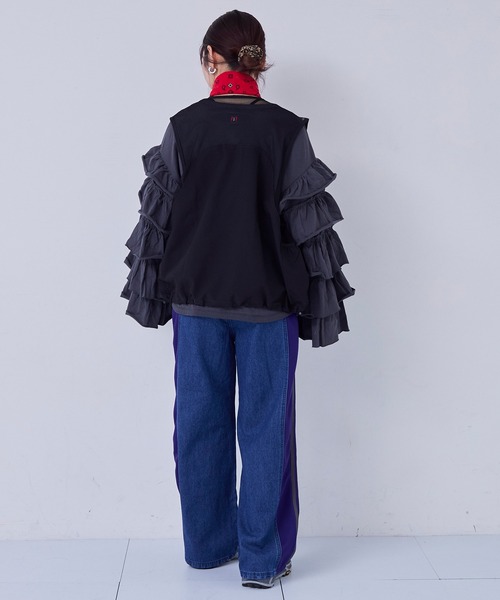 MARKEY'S（マーキーズ）の「トラックパンツリメイクデニムパンツ/おとな（デニムパンツ・レディース・ブルー/ブラック・160cm）」の10枚目の写真