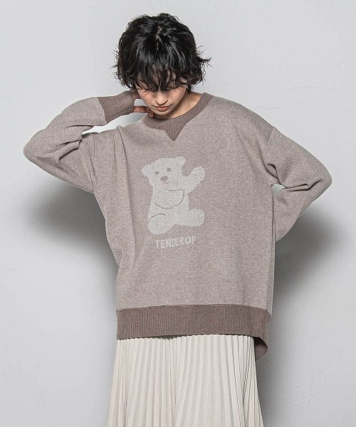 MAYSON GREY(メイソングレイ)の「BEARジャカードニット≪手洗い可能≫(ニット/セーター・レディース・ライトグレー/ベージュ・M)」の3枚目の写真