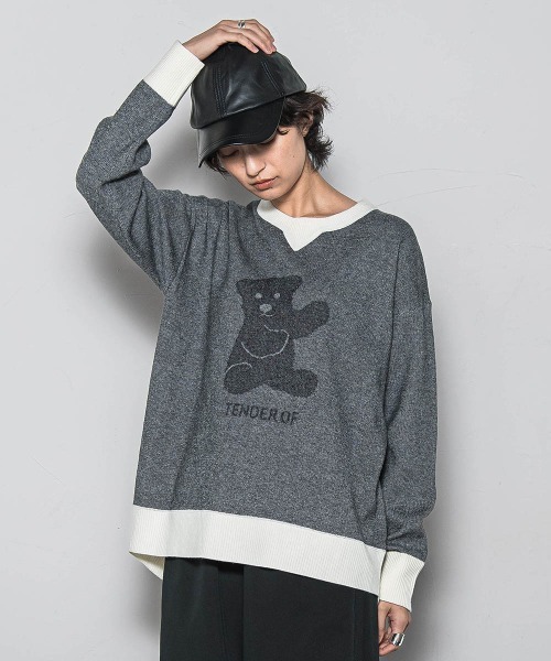 MAYSON GREY(メイソングレイ)の「BEARジャカードニット≪手洗い可能≫(ニット/セーター・レディース・ライトグレー/ベージュ・M)」の13枚目の写真