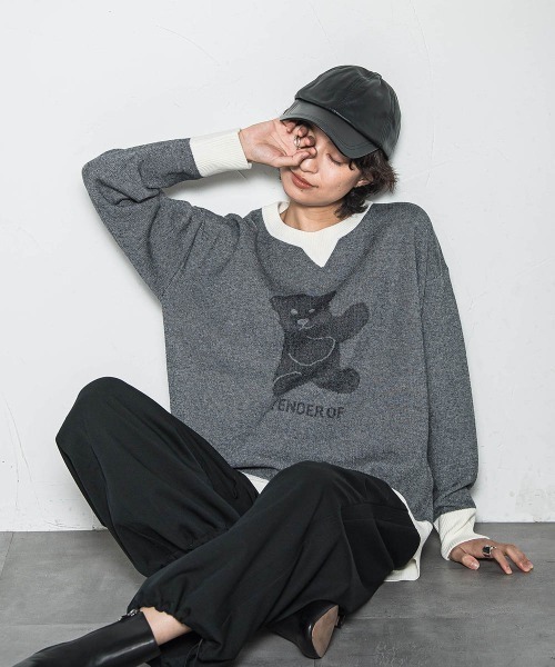 MAYSON GREY(メイソングレイ)の「BEARジャカードニット≪手洗い可能≫(ニット/セーター・レディース・ライトグレー/ベージュ・M)」の20枚目の写真