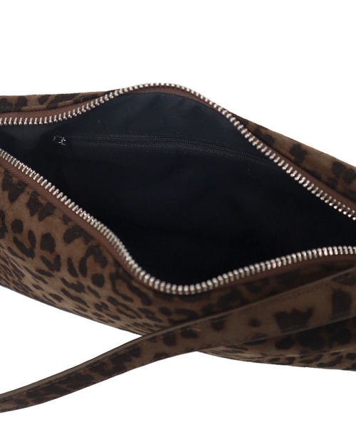 セール】ワンハンドルレオパード柄スエードショルダーバッグ