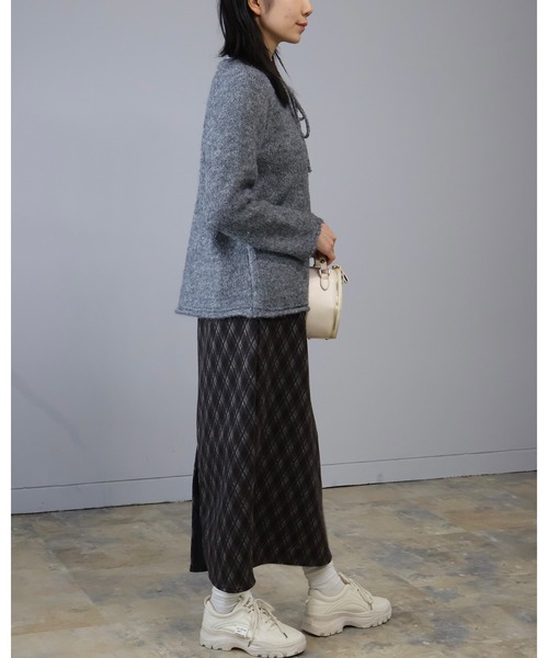 Doumoi（ドゥモエ）の「ラグランスリーブリボンデザインニット プルオーバー（ニット/セーター・レディース・チャコールグレー/ベージュ・FREE）」の16枚目の写真