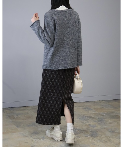 Doumoi（ドゥモエ）の「ラグランスリーブリボンデザインニット プルオーバー（ニット/セーター・レディース・チャコールグレー/ベージュ・FREE）」の15枚目の写真