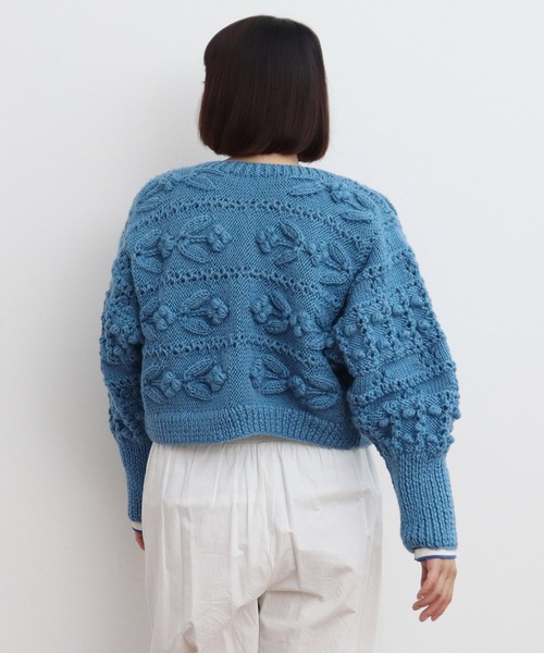 CHILD WOMAN(チャイルドウーマン)の「ネパールギルボックス もよう編みショートカーディガン(カーディガン/ボレロ・レディース・サックスブルー・FREE)」の14枚目の写真