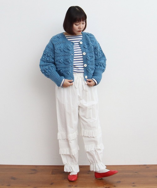 CHILD WOMAN(チャイルドウーマン)の「ネパールギルボックス もよう編みショートカーディガン(カーディガン/ボレロ・レディース・サックスブルー・FREE)」の16枚目の写真